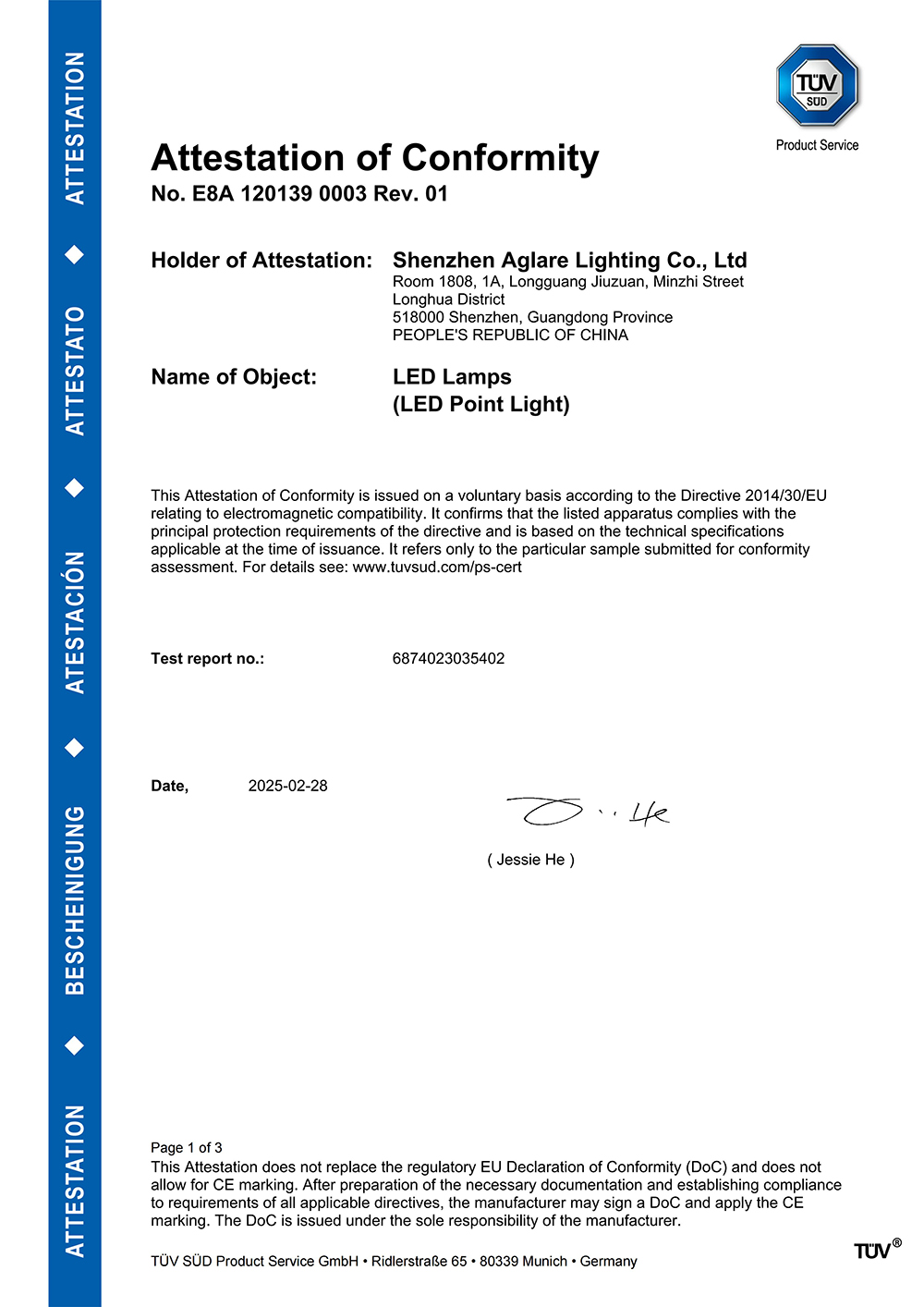 LED�������ص� TUV CE-EMC